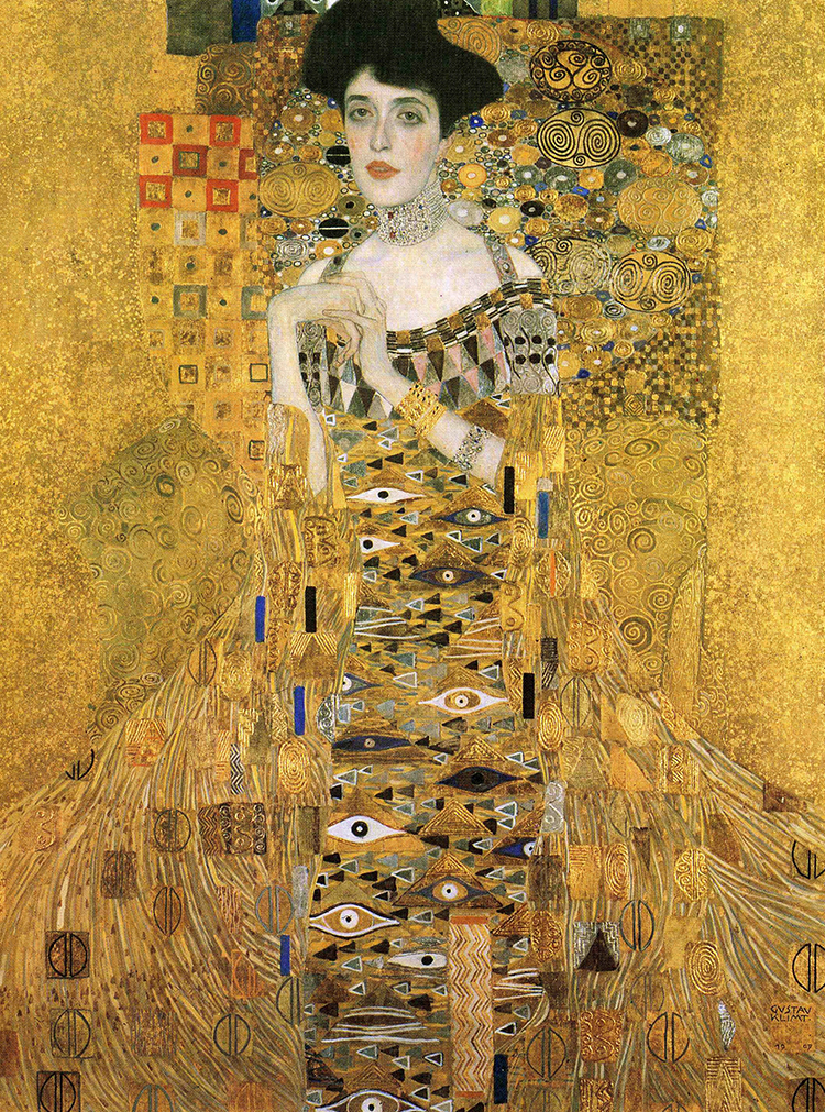 Gustav Klimt’s 1907 portrait of Viennese scion Adele Bloch-Bauer dissolves into a bright, twisting spectrum of spirals and flashes, while for Dalton, perception fades into a white, swirling center of diminished detail.