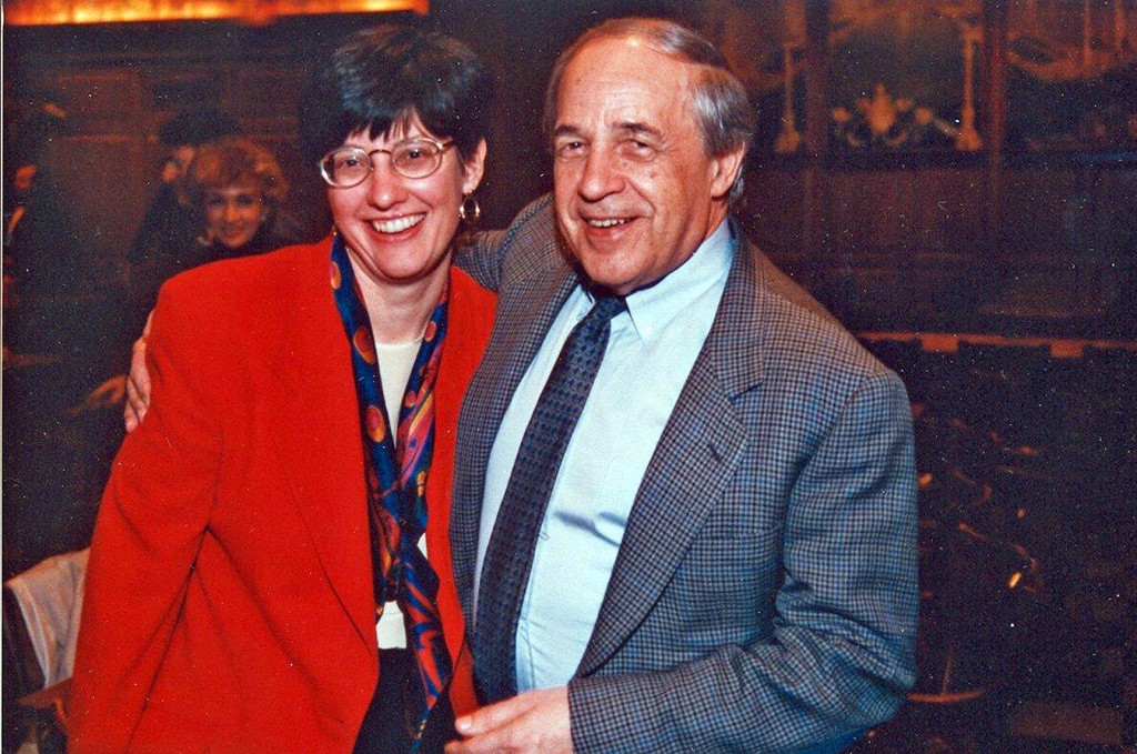 Pierre Boulez and Martha Gilmer celebrate after a 1995 concert.