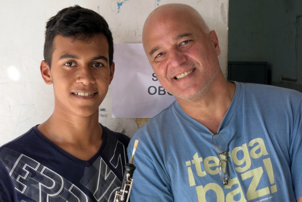 Anderson (left) poses with his oboe mentor Alex Klein. | Photo: Andrew Huckman