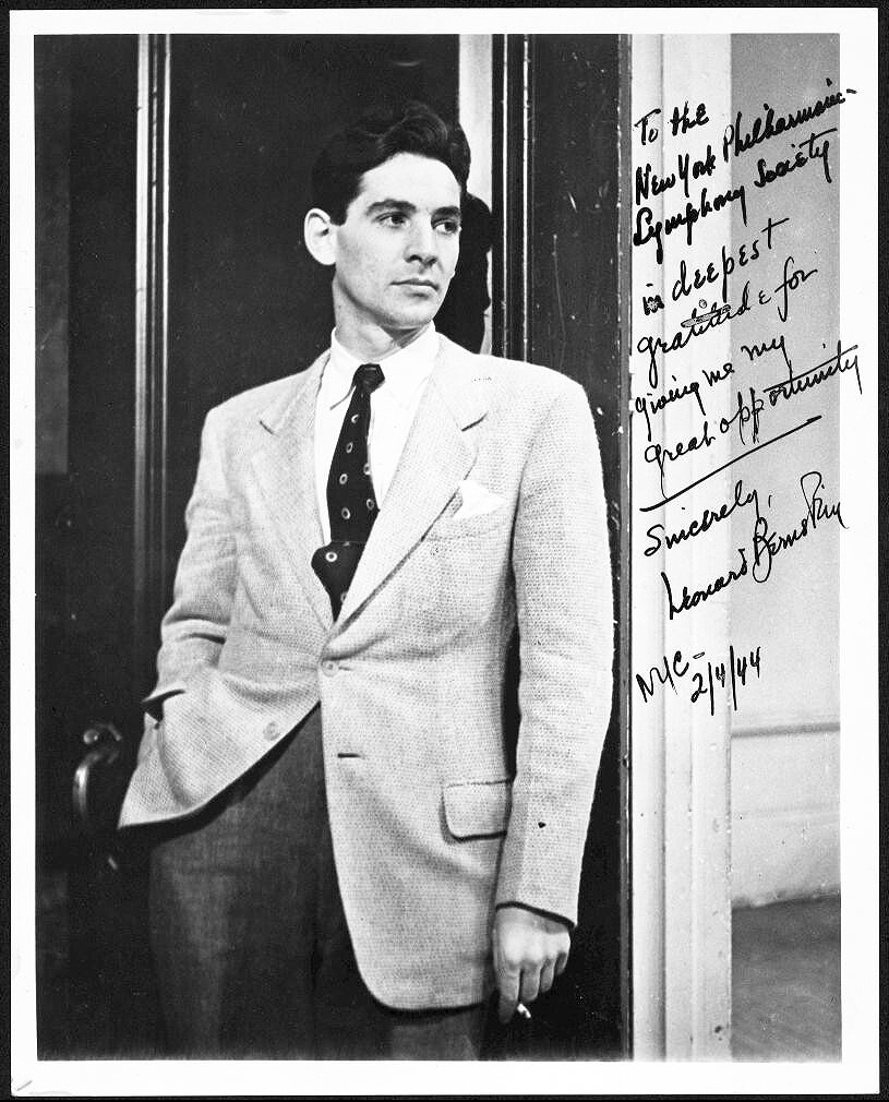 A few months after his NY Phil debut, Leonard Bernstein sends his regards for his big break. | Photo: Library of Congress