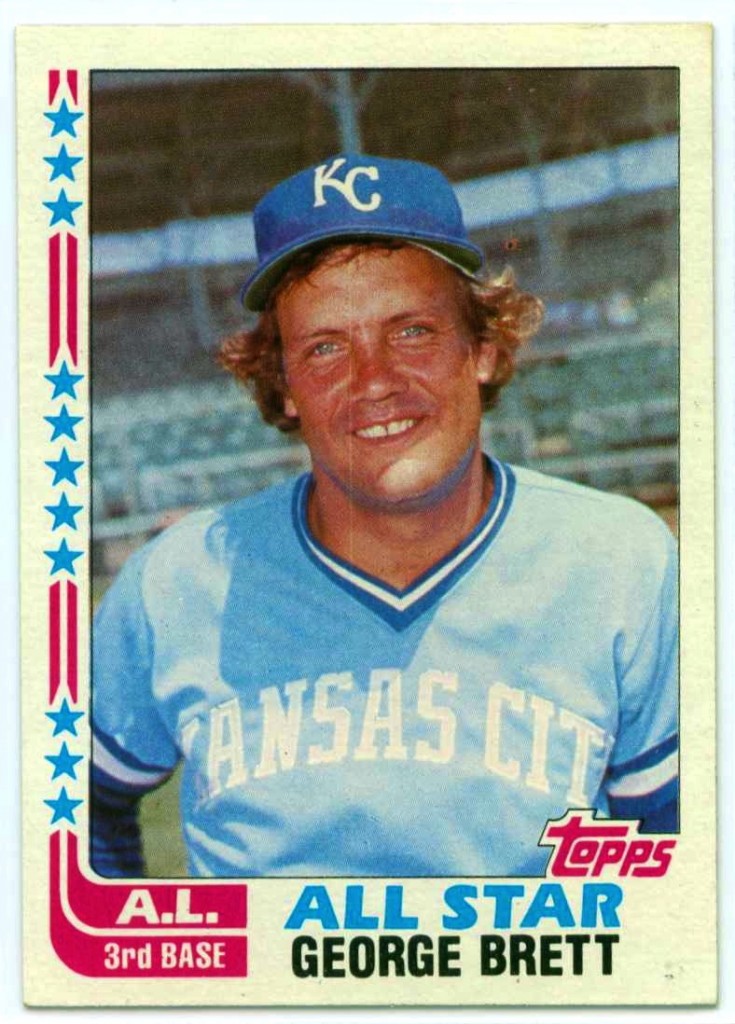 Future Hall of Famer George Brett, all smiles on a vintage Topps card.