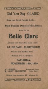 Belle Clare Dance Card, 1919 DePaul University Student Affairs Ephemera Collection DePaul University Archives