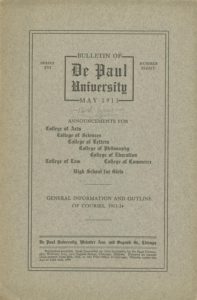 “DePaul University Bulletin,” 1913 DePaul University Publications Collection DePaul University Archives