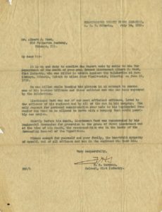 Letter, F. H. Sargent to Albert J. Ward, July 14, 1919 Vincentian Personnel Files, Ferdinand Ward