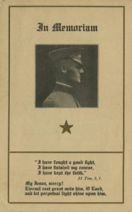 Albert F. Ward memorial card, 1919 Vincentian Personnel Files, Ferdinand Ward DeAndreis-Rosati Memorial Archives