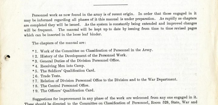 Personnel Work in the Army, U.S. Army Classification, Walter Dill Scott, 1918