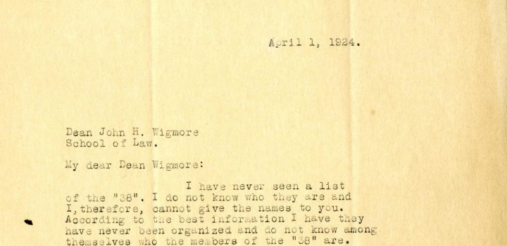 Letters to Wigmore, 1925. From Walter Dill Scott and College of Liberal Arts Dean Raymond Kent, in response to Wigmore’s requests to track down students who had not signed.