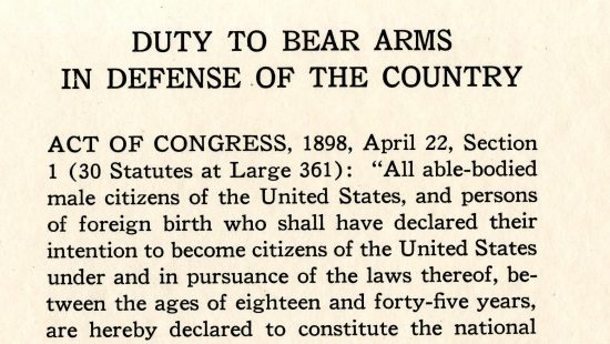 Duty to Bear Arms in Defense of the Country, pledge pamphlet, 1924