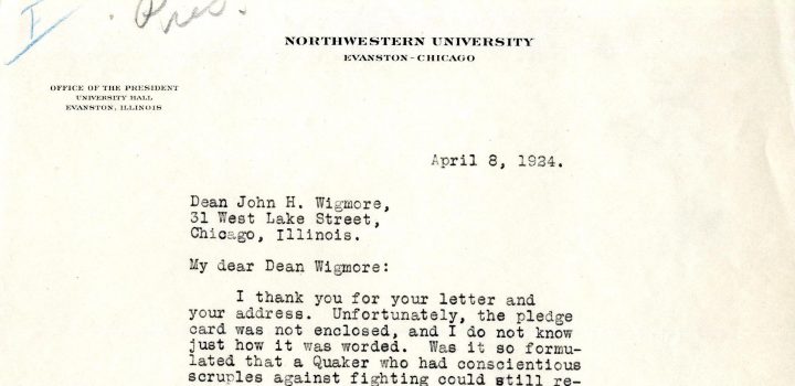 Letters to Wigmore, 1925. From Walter Dill Scott and College of Liberal Arts Dean Raymond Kent, in response to Wigmore’s requests to track down students who had not signed.